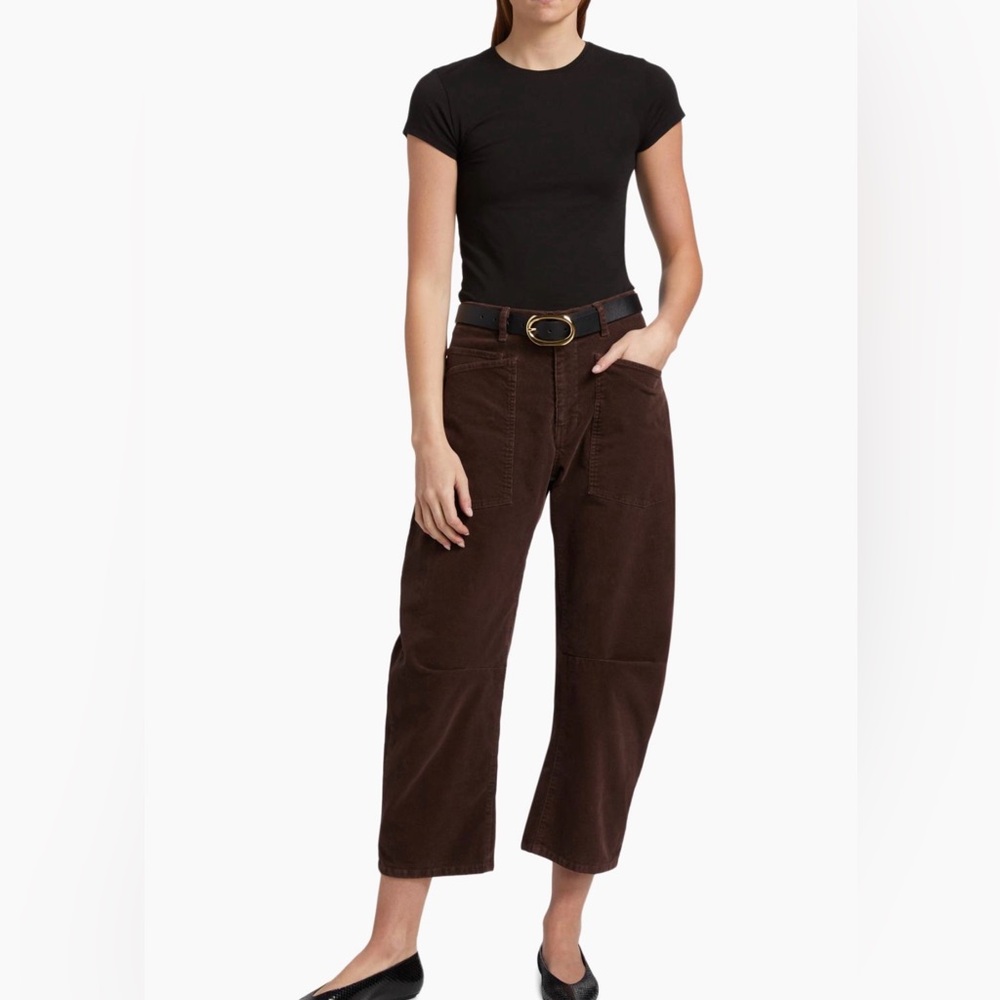 Nili Lotan Shon Corduroy Pant reddish Brown Cord Barrel Merlot  $450 nwt - Picture 6 of 15